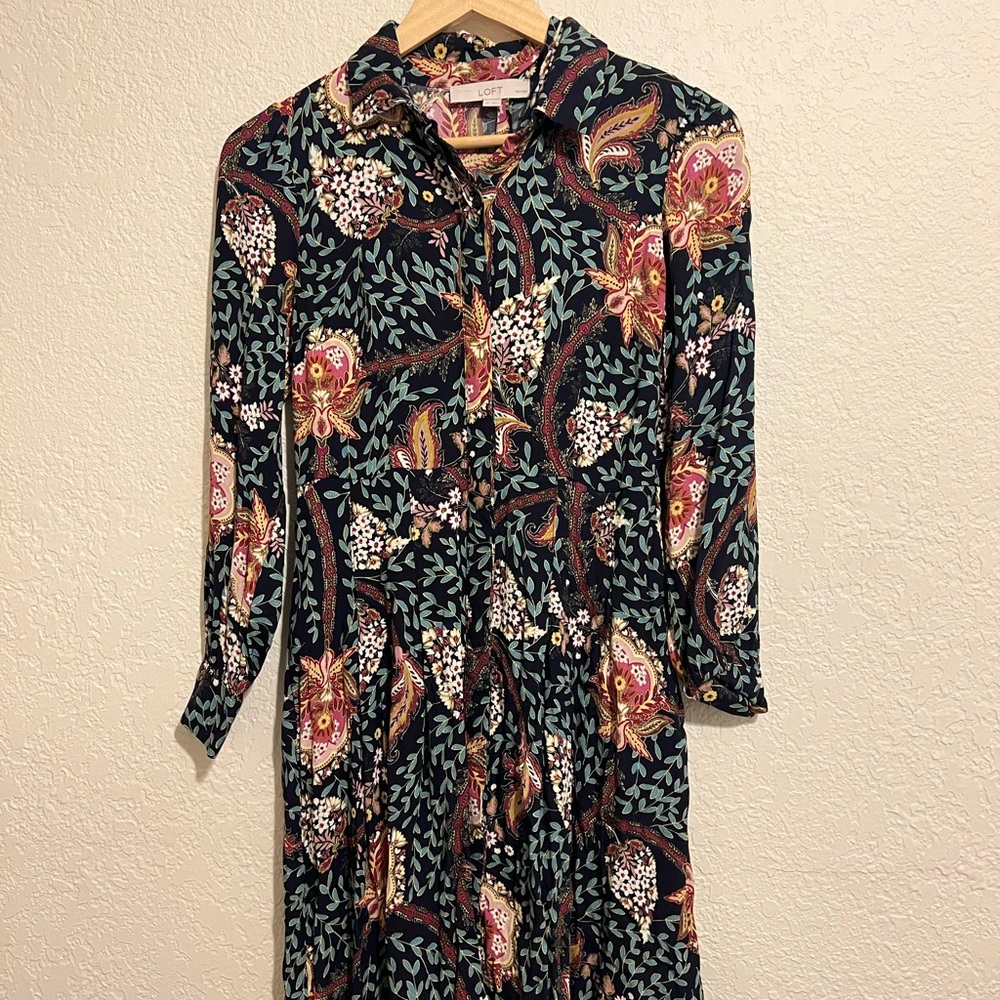 Loft petite floral print dress